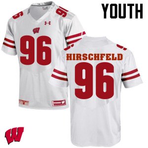 Youth Wisconsin Badgers NCAA #96 Billy Hirschfeld White Authentic Under Armour Stitched College Football Jersey XS31H47NQ